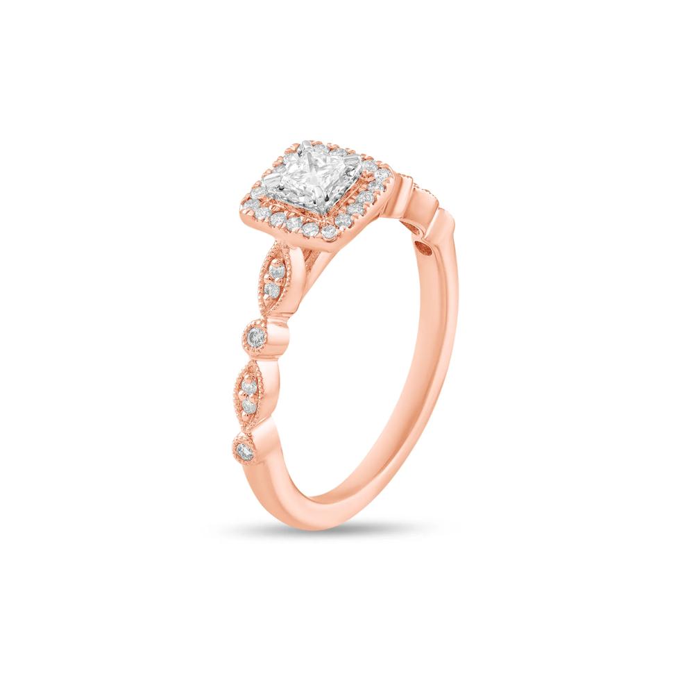 Diamond Princess-Cut Halo Engagement Ring in 14K Rose Gold (1/3 ct. tw.) – Image 4 of 4