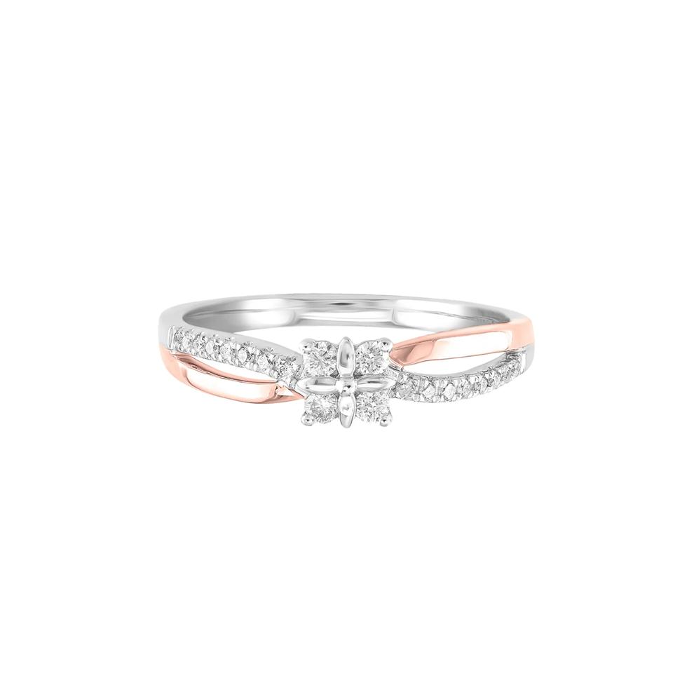 Diamond Flower Promise Ring in 10K White &amp; Rose Gold (1/7 ct. tw.) – Image 1 of 3
