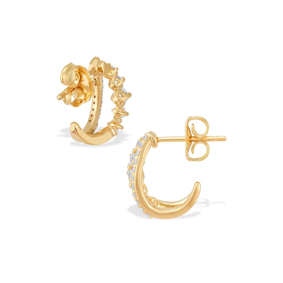 Lab Grown Diamond Double Row J-Hoop Earrings in 18K Gold Vermeil (1/3 ct. tw.) – Image 2 of 2