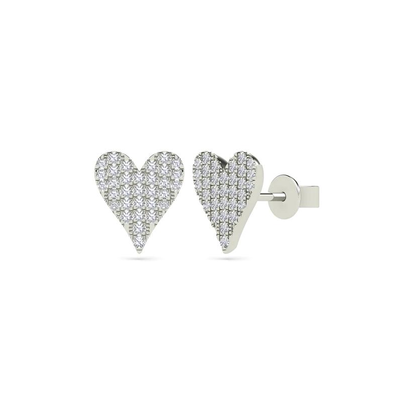 Diamond Heart Earrings in 14K White Gold &#40;1/7 ct. tw.&#41; – Image 1 of 1