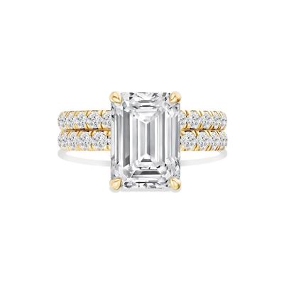 Lab Grown Diamond Emerald-Cut Bridal Set in 14K Yellow Gold (5 ct. tw.)