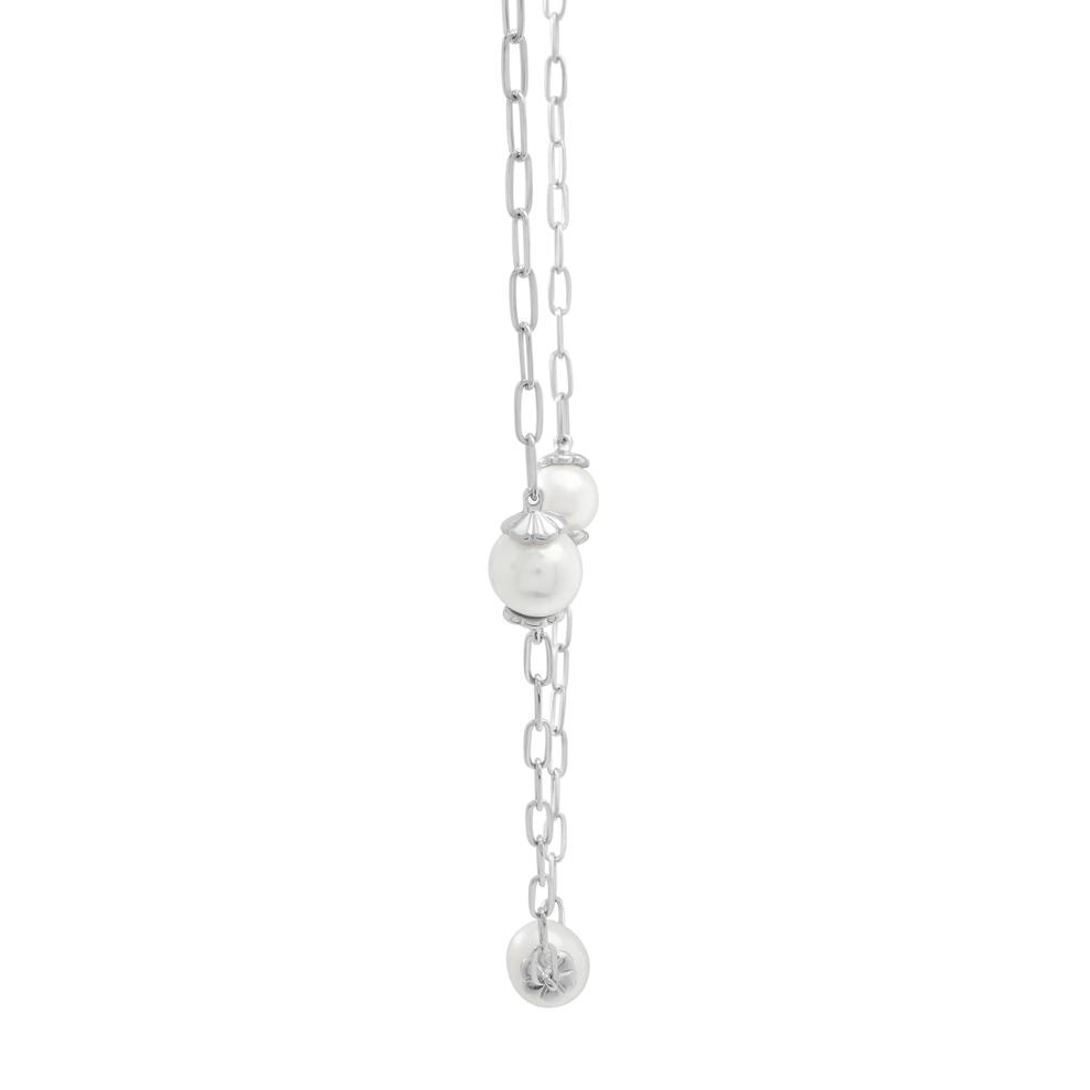 Freshwater Cultured Pearl Paperclip Chain Station Necklace in Sterling Silver – Image 3 of 4