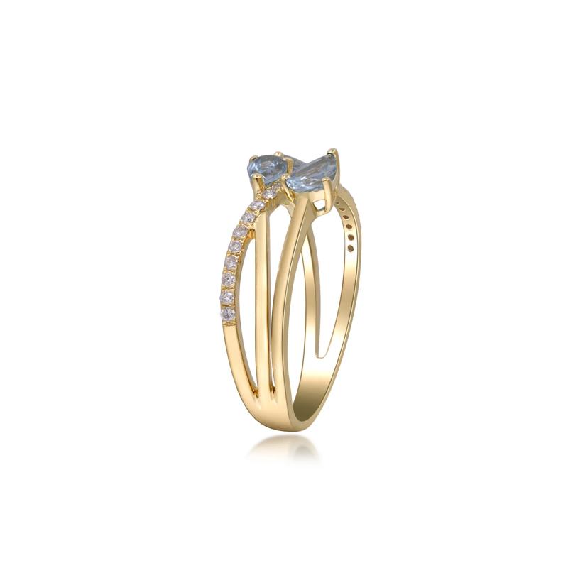 Aquamarine and Diamond Ring in 10K Yellow Gold &#40;1/7 ct. tw.&#41; – Image 3 of 5