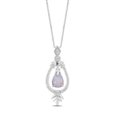 Elsa Opal and Diamond Pendant in Sterling Silver (1/7 ct. tw.)