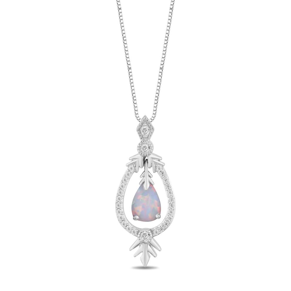 Elsa Opal and Diamond Pendant in Sterling Silver (1/7 ct. tw.) – Image 1 of 3