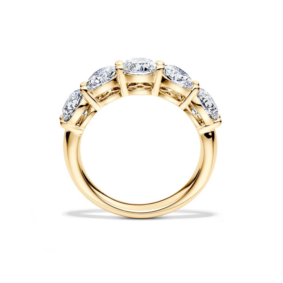 Lab Grown Diamond Five-Stone Round Anniversary Band in 14K Yellow Gold (3 ct. tw.) – Image 2 of 4