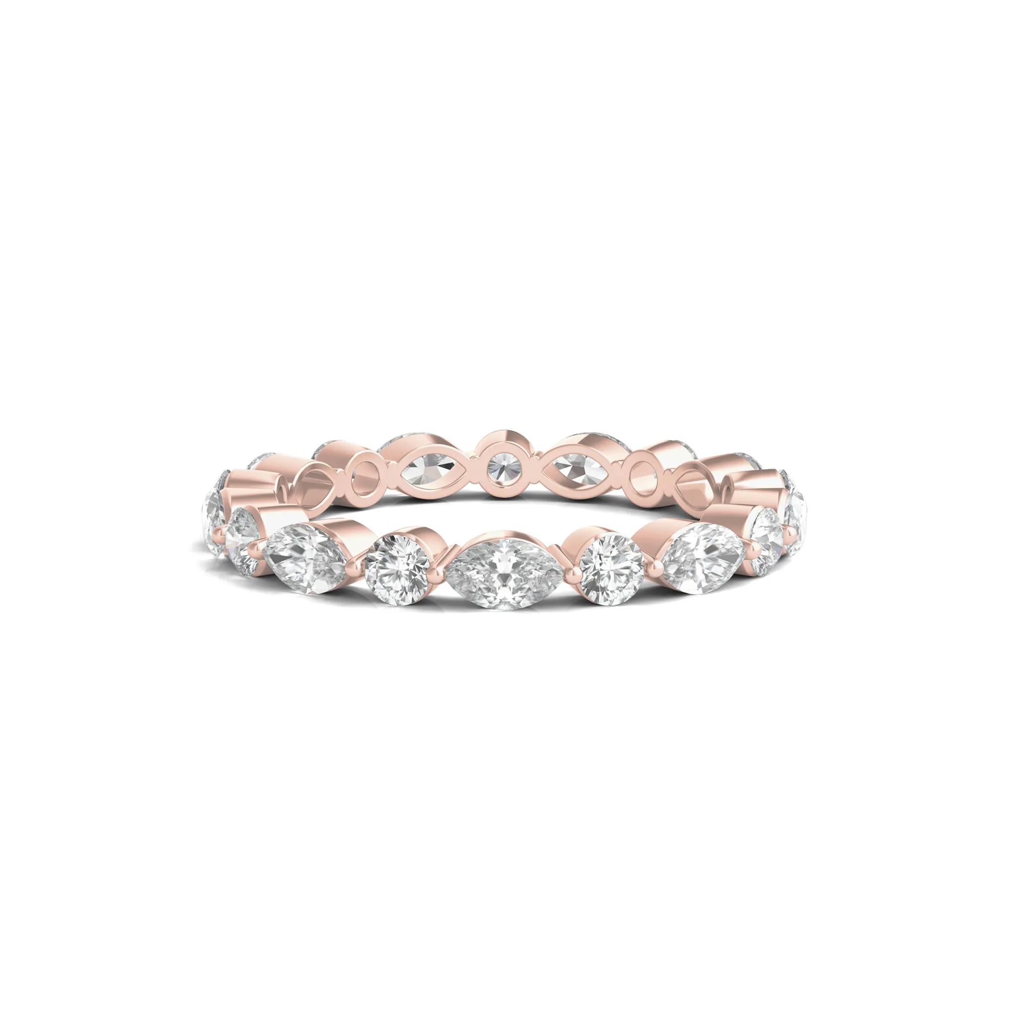Round and Marquise-Cut Lab Grown Diamond Eternity Band in 14k Gold (1 1 ...