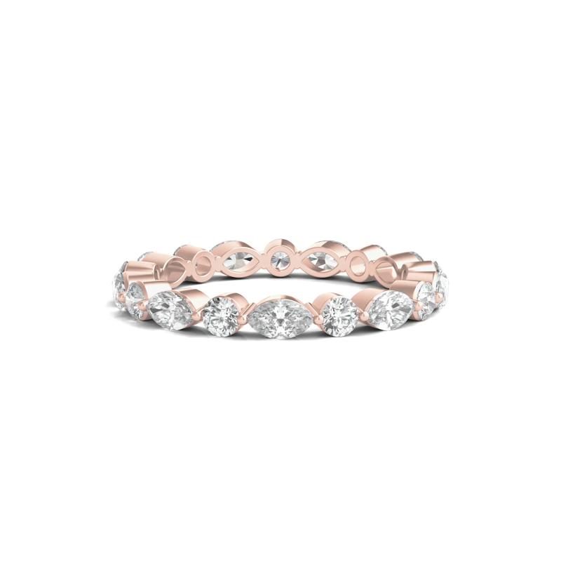 Round and Marquise-Cut Lab Grown Diamond Eternity Band in 14k Rose Gold &#40;1 1/2 ct. tw.&#41; – Image 1 of 3
