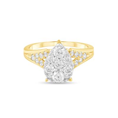 Diamond Pear-Shaped Composite Engagement Ring in 10K Yellow & White Gold (1 ct. tw.)