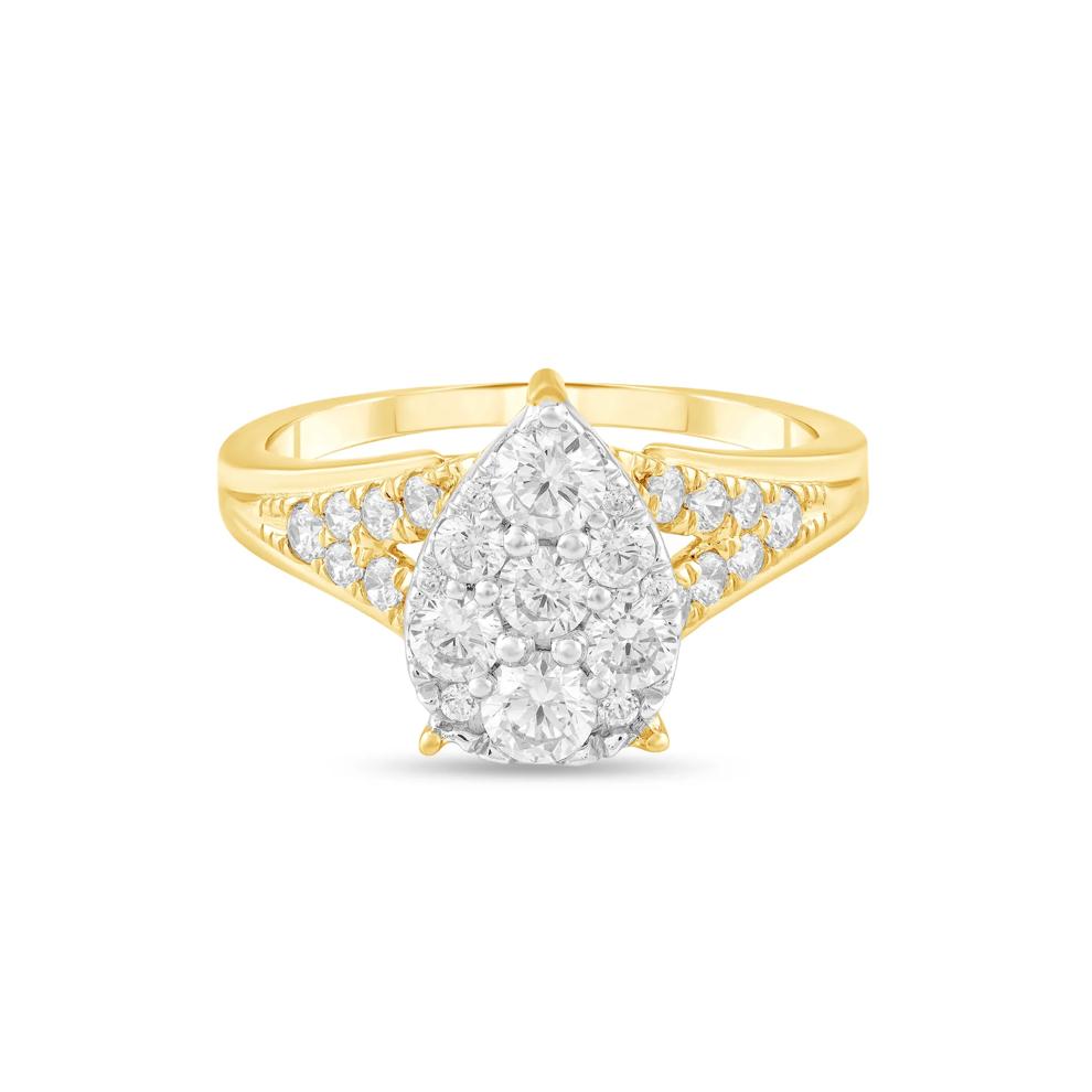 Diamond Pear-Shaped Composite Engagement Ring in 10K Yellow &amp; White Gold (1 ct. tw.) – Image 1 of 4