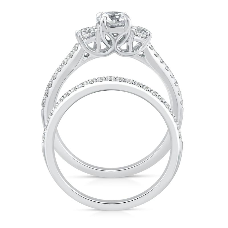 Lab Grown Diamond Three-Stone Engagement Set in 10K White Gold (1 ct. tw.) – Image 2 of 3
