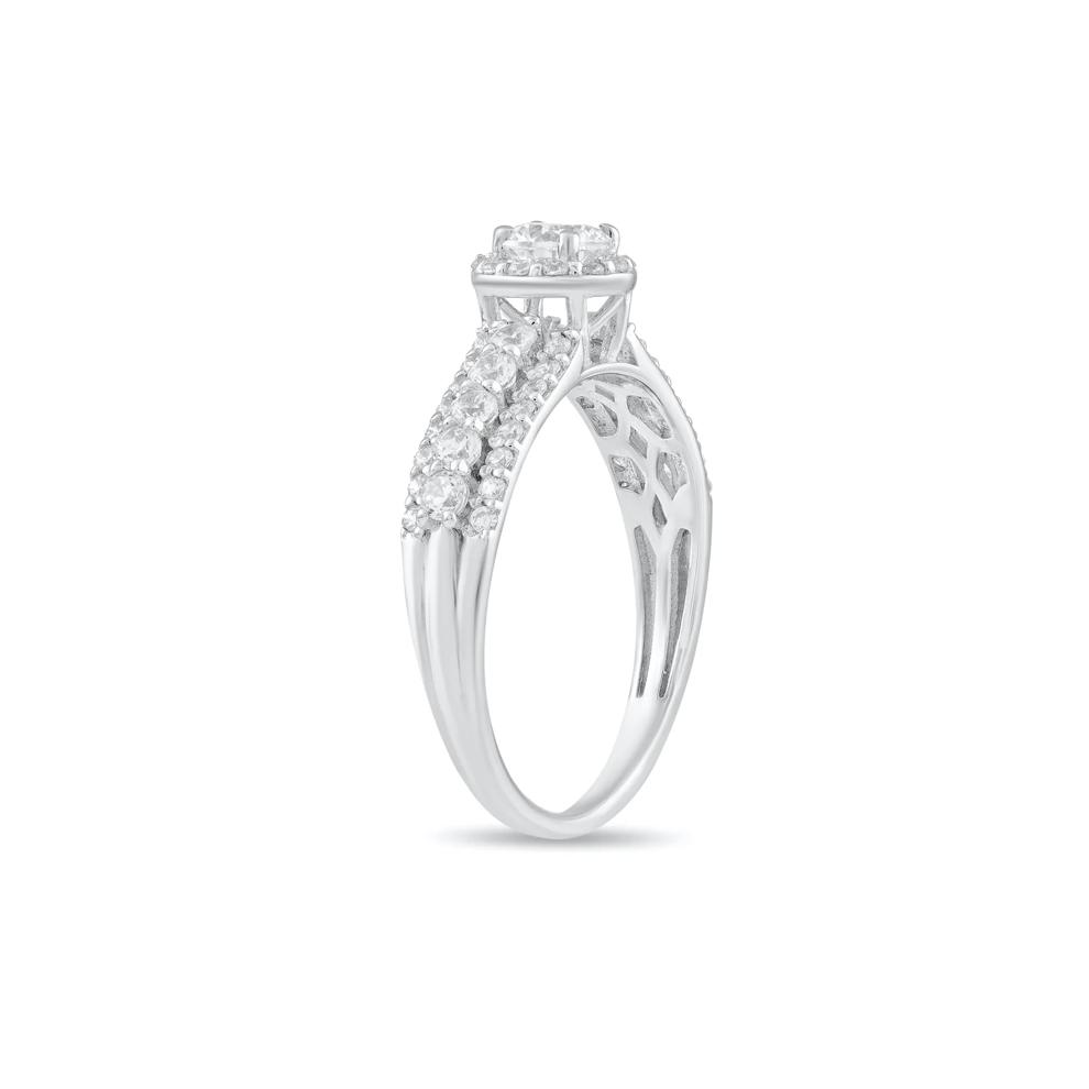 Diamond Round Center Multi-Row Engagement Ring in 10K White Gold (1 ct. tw.) – Image 3 of 4