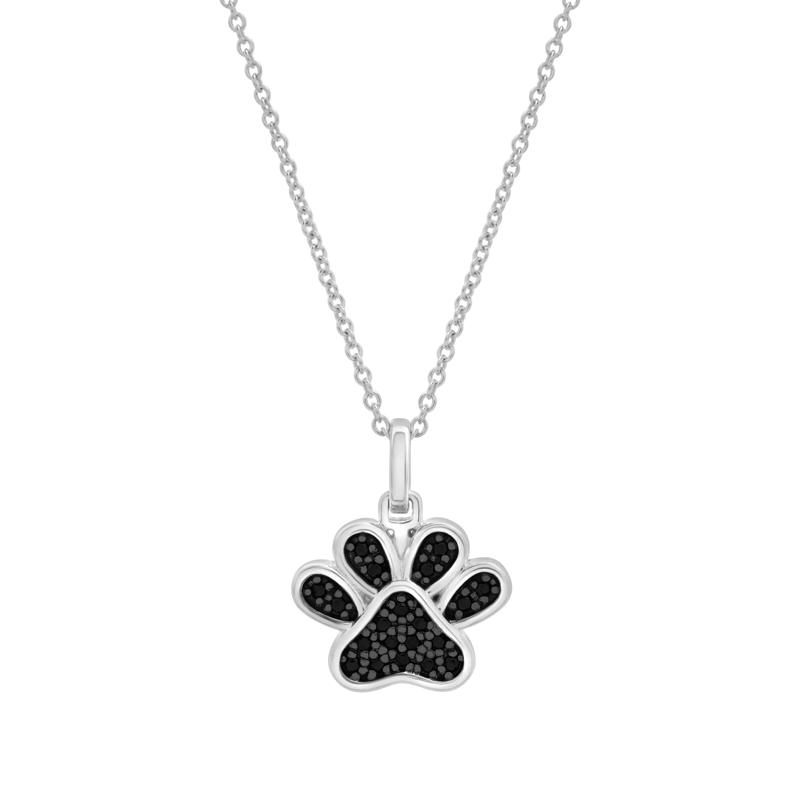 Black Diamond Paw Pendant in Sterling Silver &#40;1/10 ct. tw.&#41; – Image 1 of 4