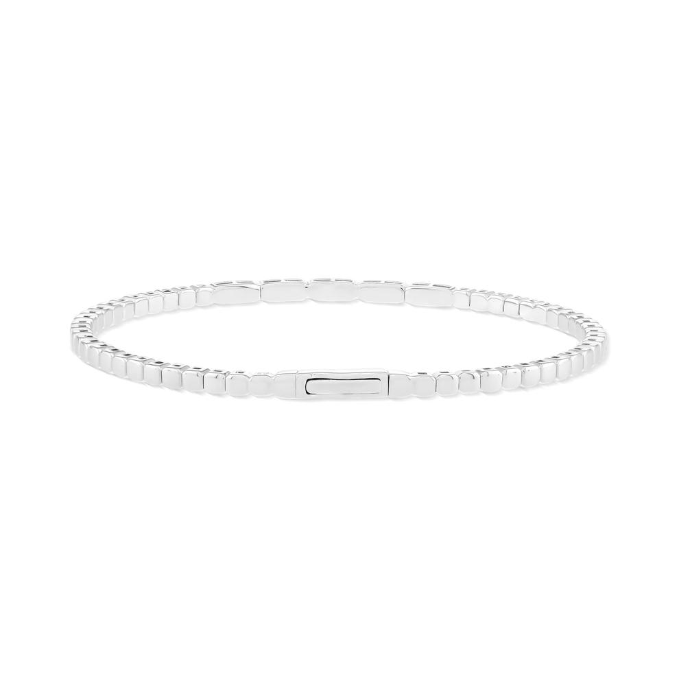Lab-Created White Sapphire Flex Bangle Bracelet in Sterling Silver, 7.25" – Image 2 of 2