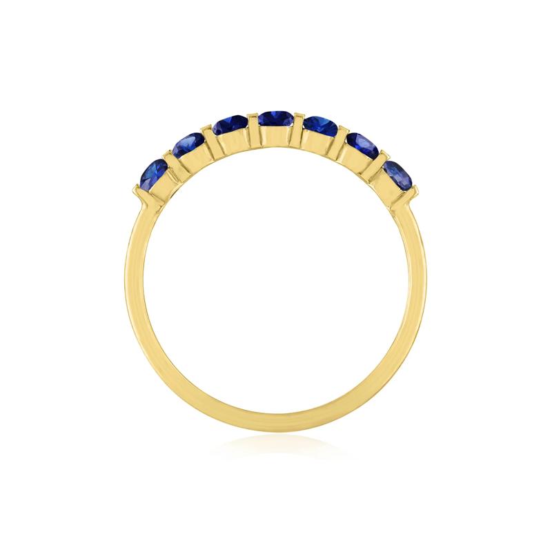 Lab-Created Blue Sapphire Shared-Prong Band in 10K Yellow Gold – Image 2 of 3