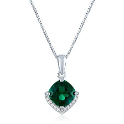 Lab-Created Gemstone and Diamond Accent Half Halo Necklace