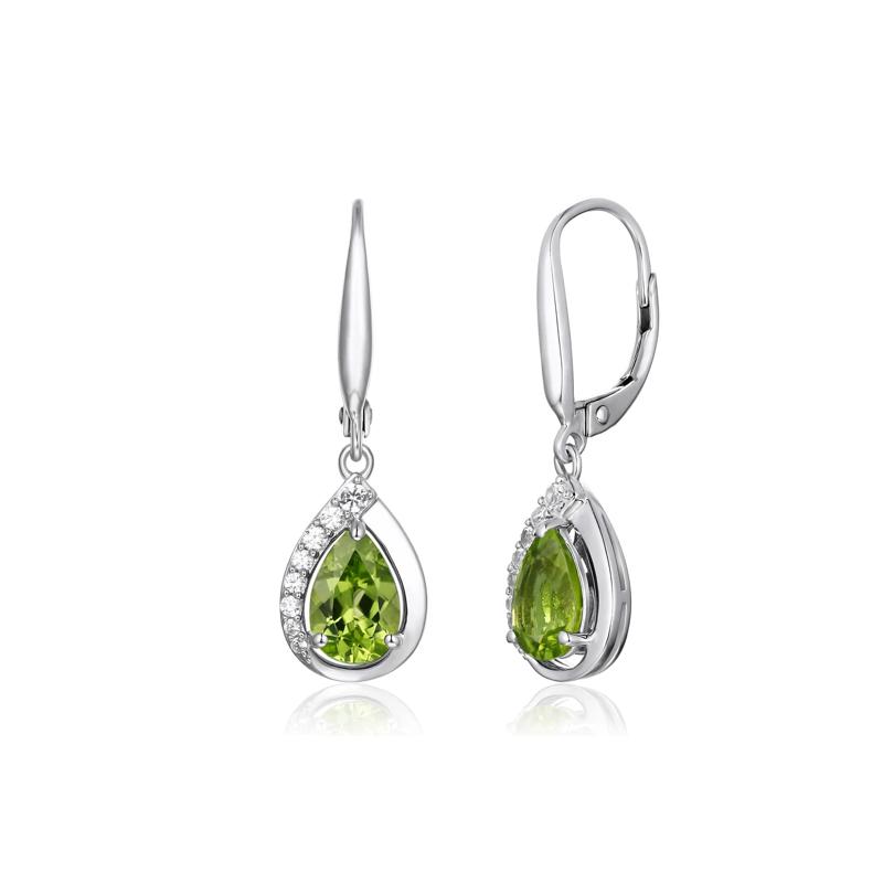 Peridot &amp; Lab-Created White Sapphire Drop Earrings in Sterling Silver – Image 1 of 1
