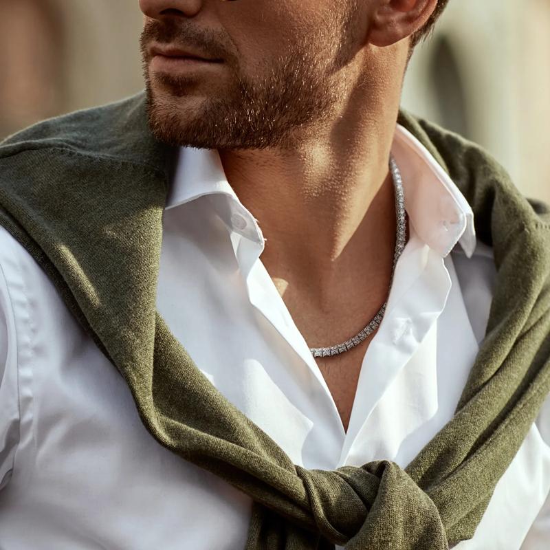 Lab-Created White Sapphire Tennis Necklace in Sterling Silver, 20&rdquo; – Image 4 of 5