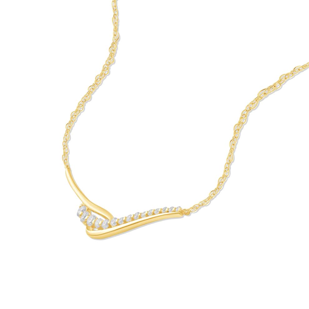 Diamond Crossover Necklace in 10K Yellow Gold (1/5 ct. tw.) – Image 4 of 4