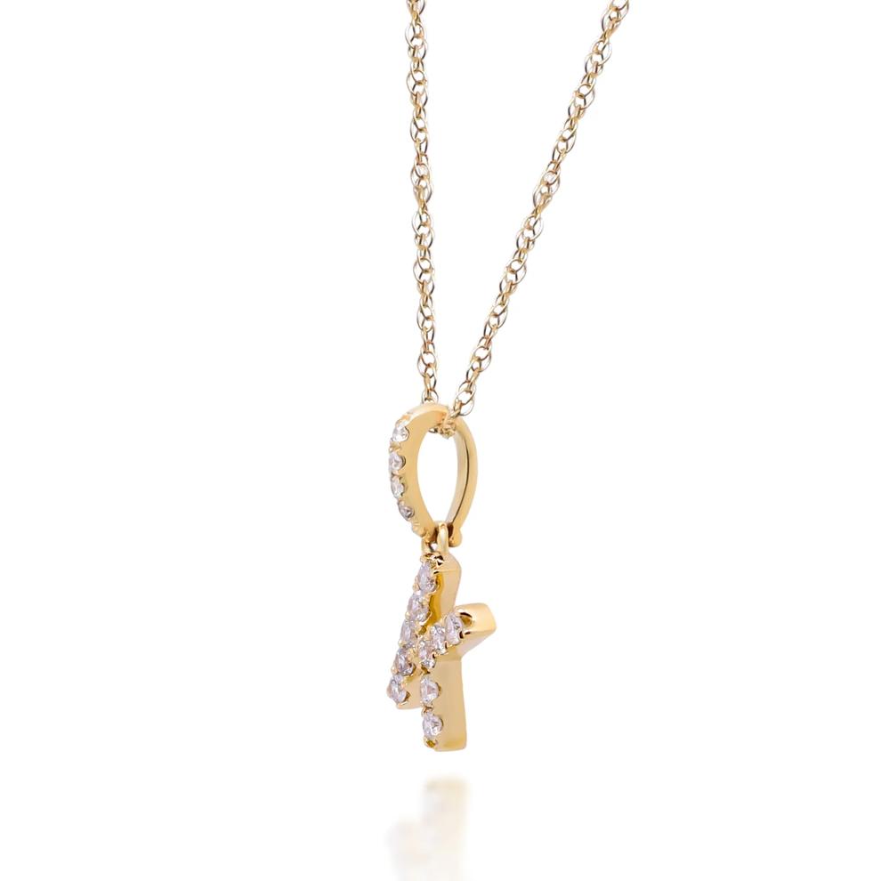 Diamond K Initial Pendant in 10K Yellow Gold (1/7 ct. tw.) – Image 2 of 4