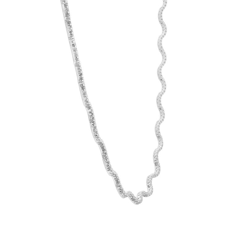 Diamond Wavy Necklace in 10K White Gold &#40;1 ct. tw.&#41; – Image 3 of 4