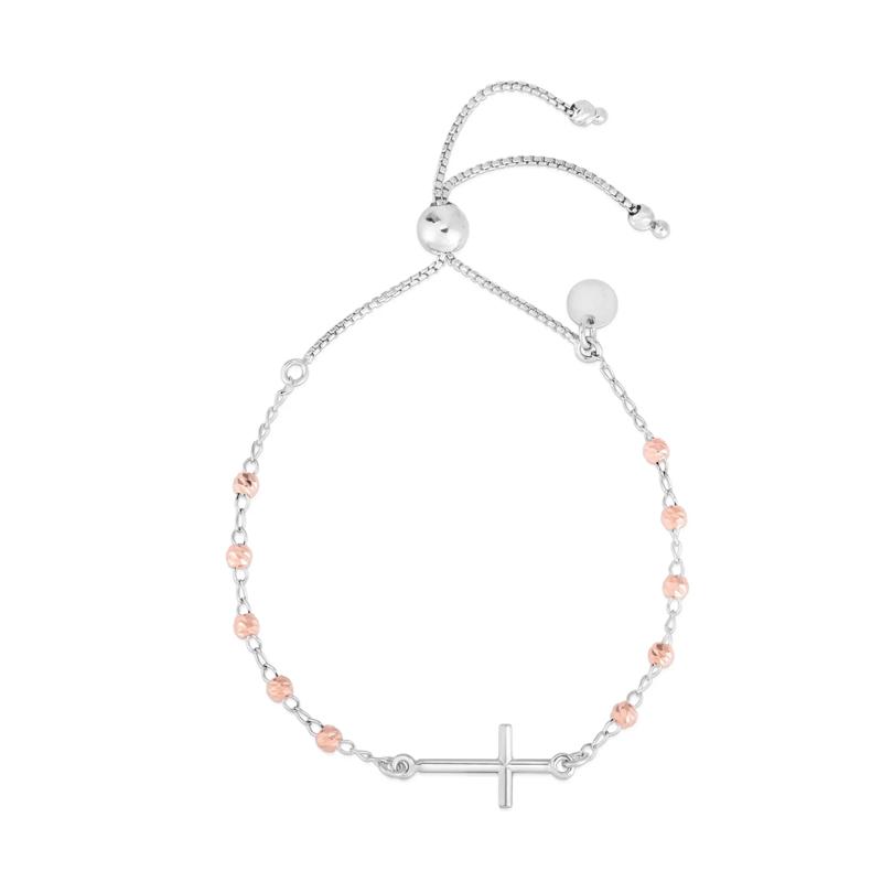 Cross Bolo Bracelet in Two-Tone Sterling Silver – Image 1 of 2