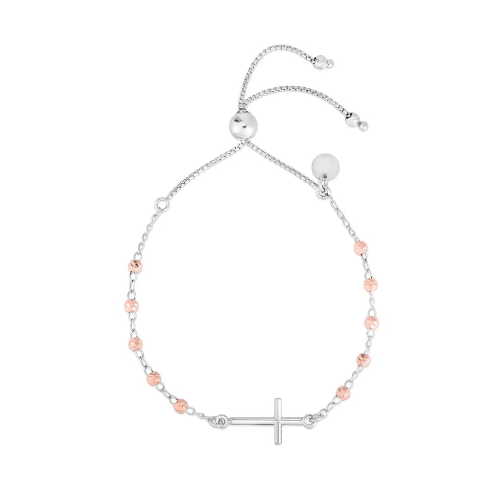 Cross Bolo Bracelet in Two-Tone Sterling Silver – Image 1 of 2