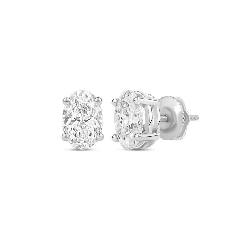 Lab Grown Diamond Oval-Shaped Solitaire Stud Earrings in 14K White Gold &#40;3/4 ct. tw.&#41; – Image 1 of 3