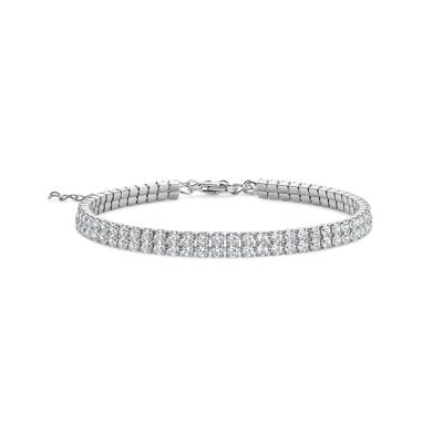 Lab-Created White Sapphire Double-Row Tennis Bracelet in Sterling Silver, 8"