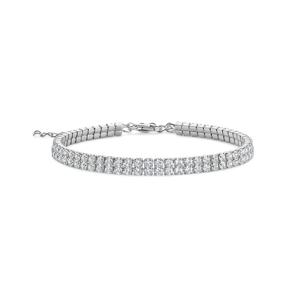 Lab-Created White Sapphire Double-Row Tennis Bracelet in Sterling Silver, 8" – Image 1 of 2