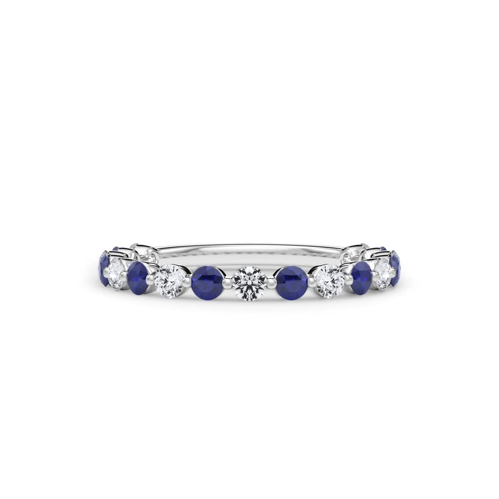 Lab Grown Diamond  &amp; Lab-Created Sapphire Half Eternity Anniversary Band in Platinum (1/3 ct. tw.) – Image 1 of 4
