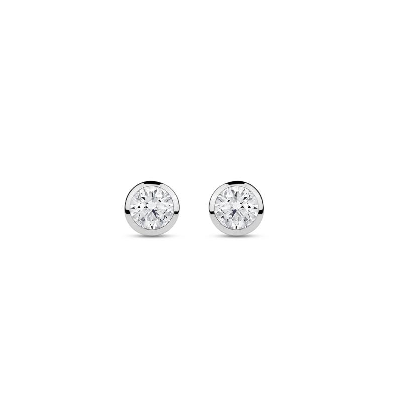 Lab Grown Diamond Round Bezel-Set Solitaire Stud Earrings in 14K White Gold &#40;1/4 ct. tw.&#41; – Image 2 of 3