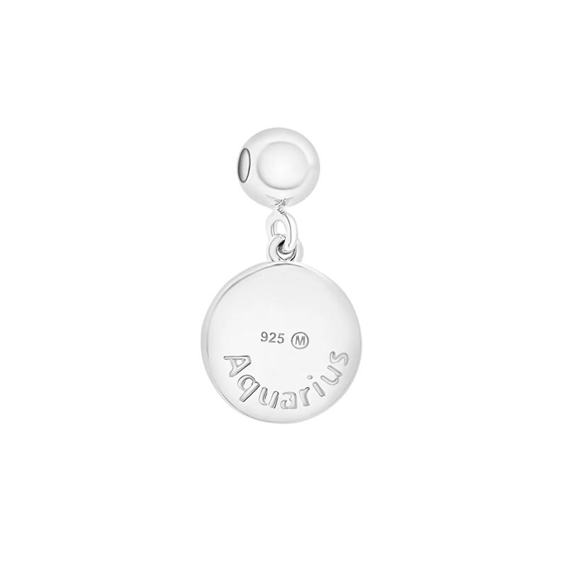 Aquarius Zodiac Disc Bead Charm in Sterling Silver – Image 3 of 3