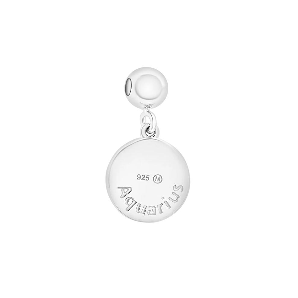 Aquarius Zodiac Disc Bead Charm in Sterling Silver – Image 3 of 3