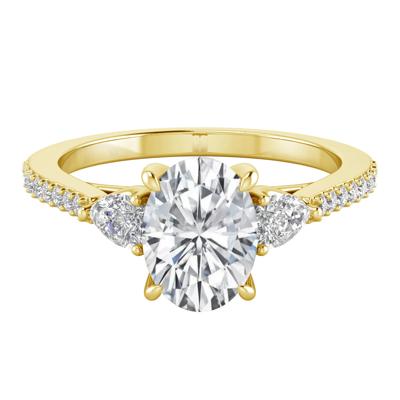 Lab Grown Diamond Three-Stone Engagement Ring in 10K Yellow Gold (1 ct. tw.)