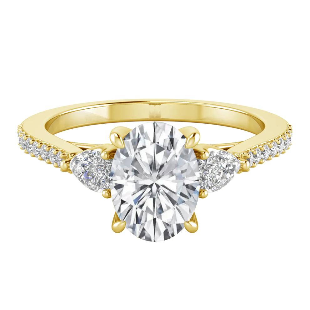 Lab Grown Diamond Three-Stone Engagement Ring in 10K Yellow Gold (1 ct. tw.) – Image 1 of 3