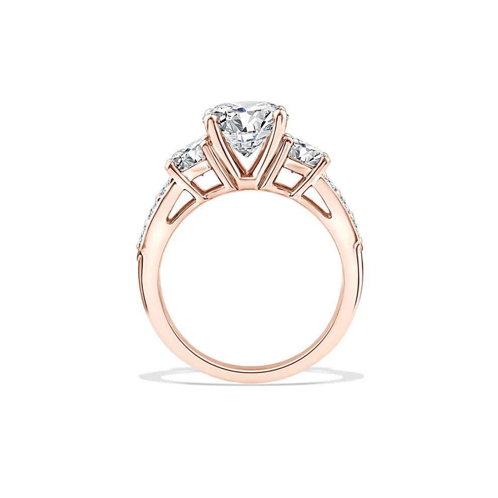 Lab Grown Diamond Round Center Three-Stone Engagement Set in 10K Rose Gold (4 ct. tw.) – Image 2 of 6