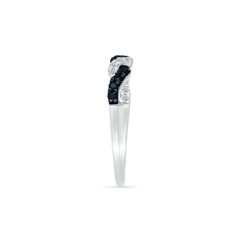 Black and White Diamond Twist Band in Sterling Silver &#40;3/8 ct. tw.&#41; – Image 3 of 5