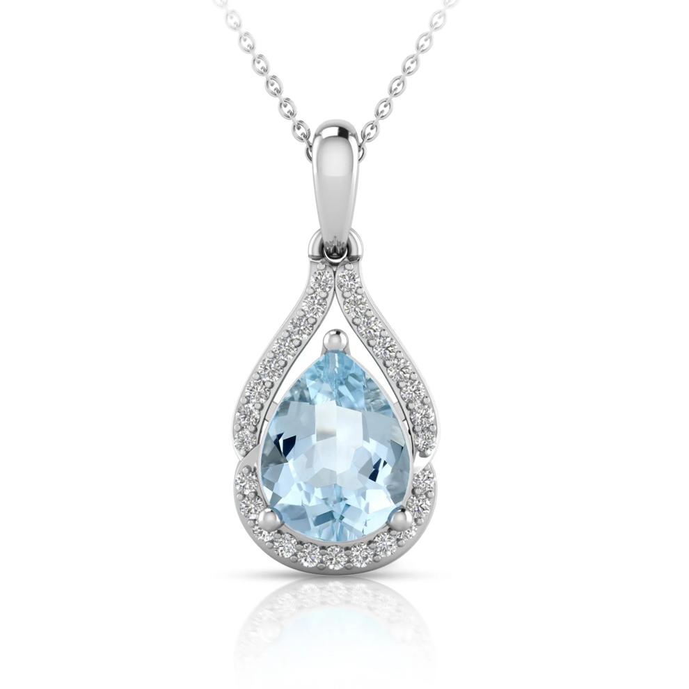 Aquamarine &amp; Diamond Pendant in 10K White Gold (1/7 ct. tw.) – Image 1 of 2