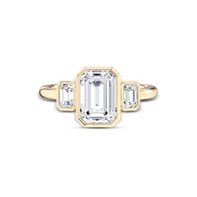 Lab Grown Diamond Bezel-Set Three-Stone Engagement Ring in 14K Yellow Gold (3 ct. tw.)