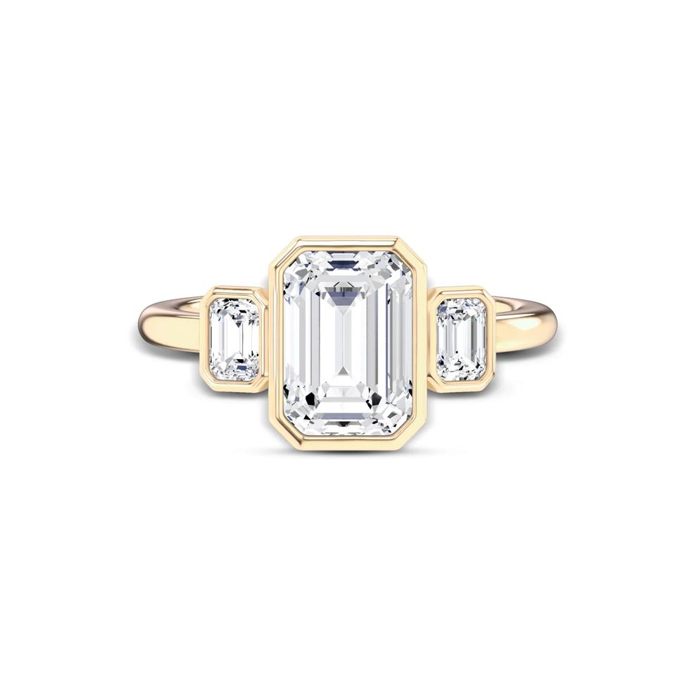 Lab Grown Diamond Bezel-Set Three-Stone Engagement Ring in 14K Yellow Gold (3 ct. tw.) – Image 1 of 4