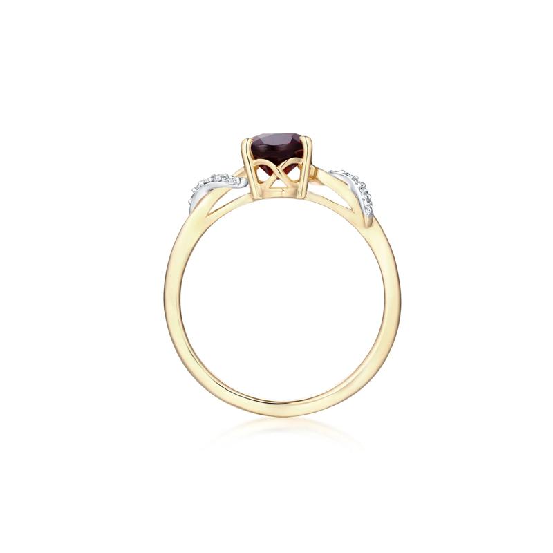 Garnet and Diamond Ring in 10K Yellow Gold – Image 2 of 3