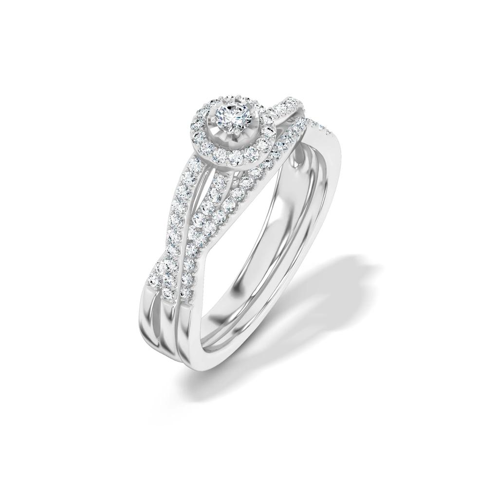 Diamond Halo Promise Ring in Sterling Silver (1/3 ct. tw.) – Image 4 of 4