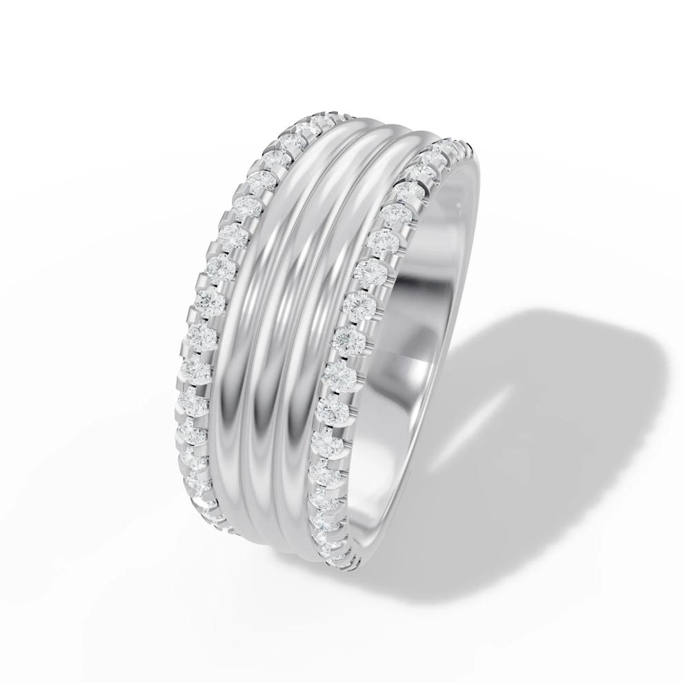 Lab Grown Diamonds Ribbed Multi-Row Band in 10K White Gold (3/8 ct. tw.) – Image 4 of 4