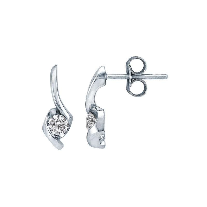 1/5 ct. tw. Diamond Drop Earrings in 14K White Gold – Image 2 of 2