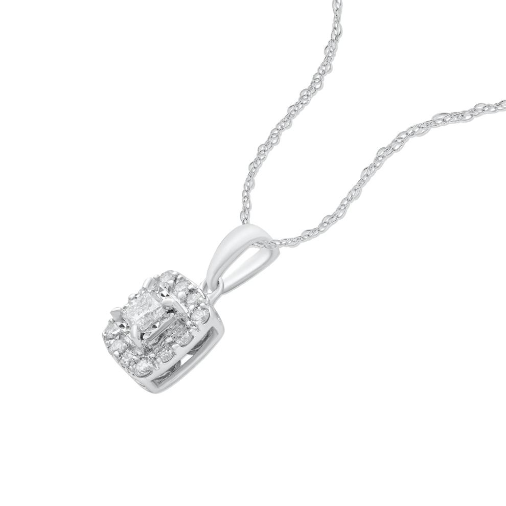 Diamond Princess-Cut Halo Pendant Necklace in 10K White Gold (1/2 ct. tw.) – Image 4 of 4