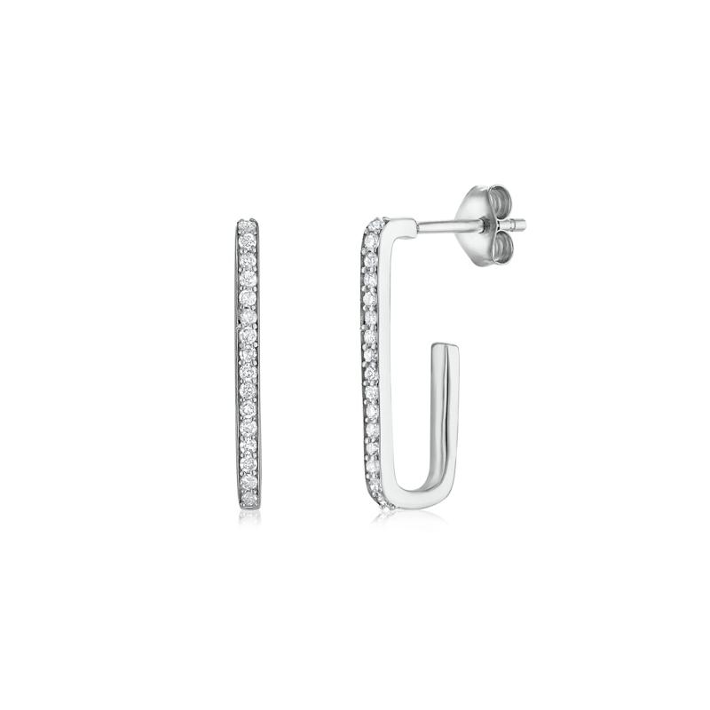Diamond Hoop Earrings in 10K White Gold &#40;1/5 ct. tw.&#41; – Image 1 of 1