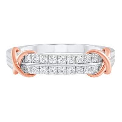 Diamond Double Row Band in Sterling Silver & 10K Yellow Gold (1/4 ct. tw.)
