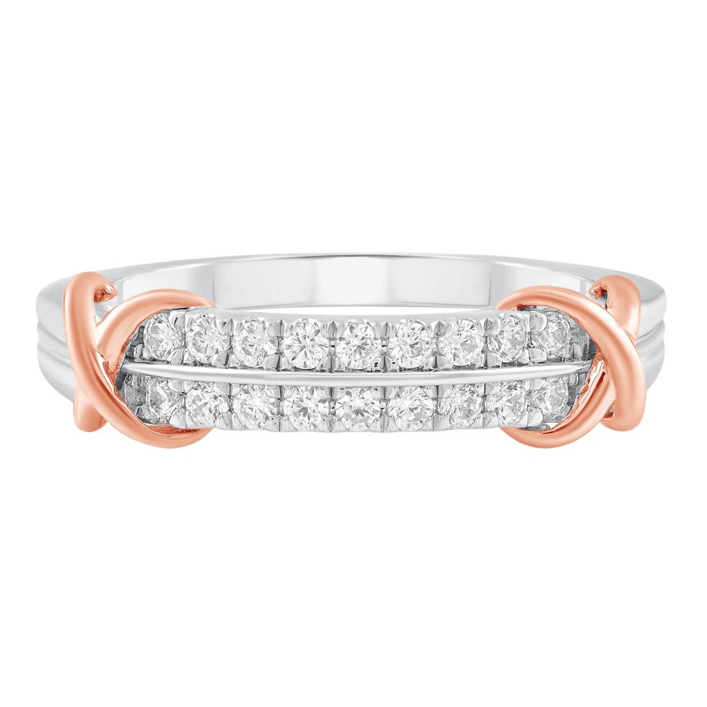 Diamond Double Row Band in Sterling Silver &amp; 10K Yellow Gold (1/4 ct. tw.) – Image 1 of 6