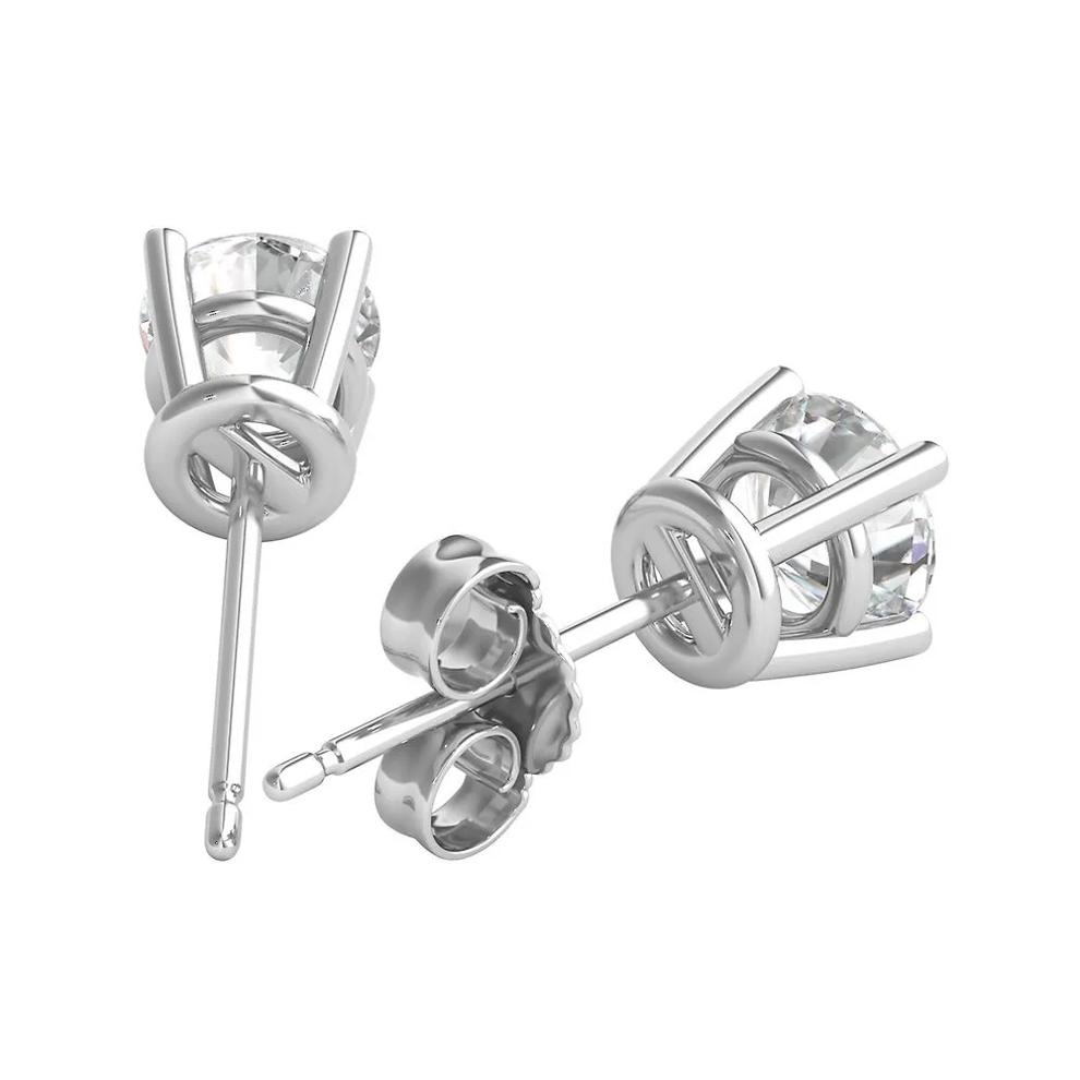 Diamond Round Solitaire Stud Earrings in 14K White Gold (1 ct. tw.) – Image 3 of 5